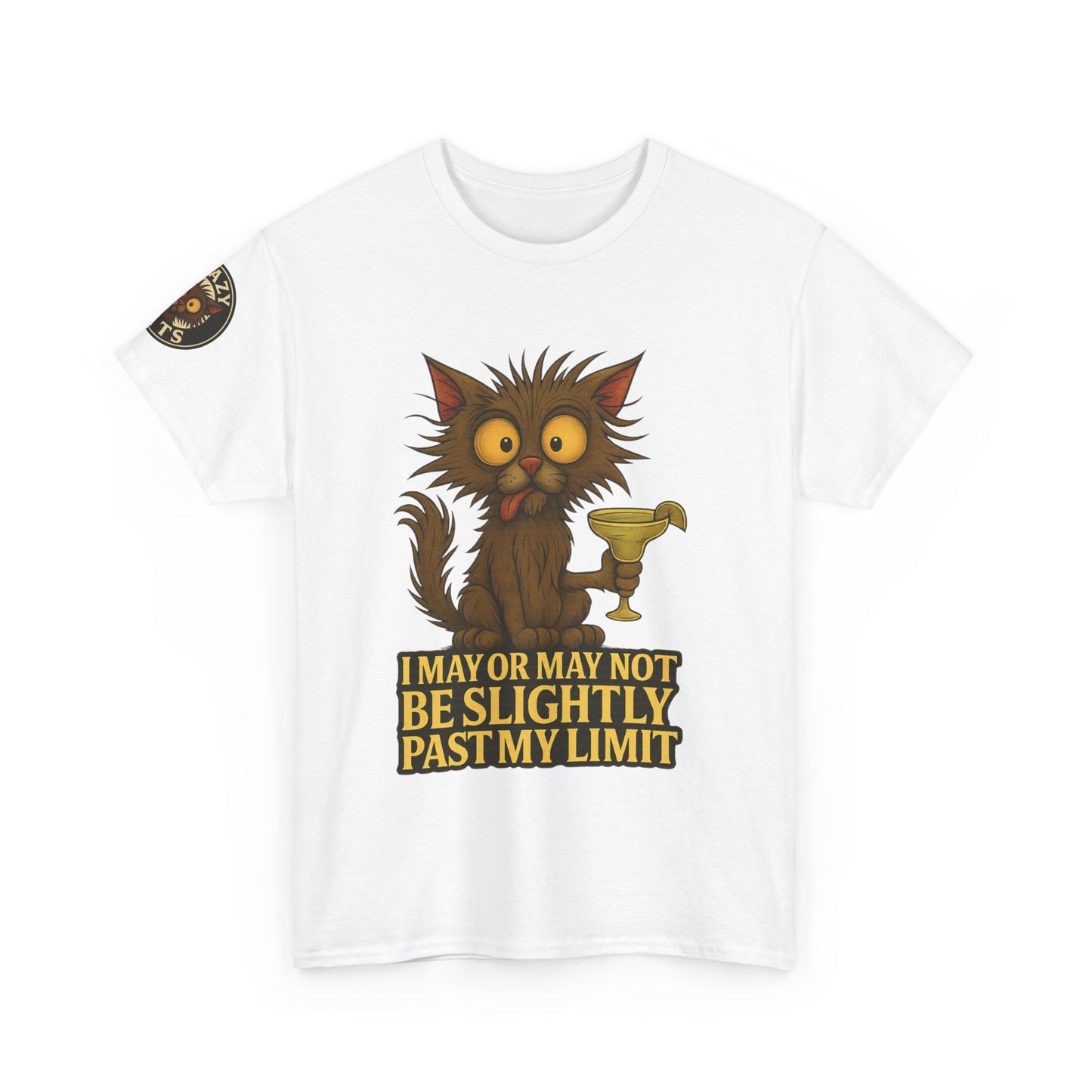 Cat Drinking Wine T‑Shirt — “I May Or May Not Be Slightly Past My Limit” Funny Graphic Tee