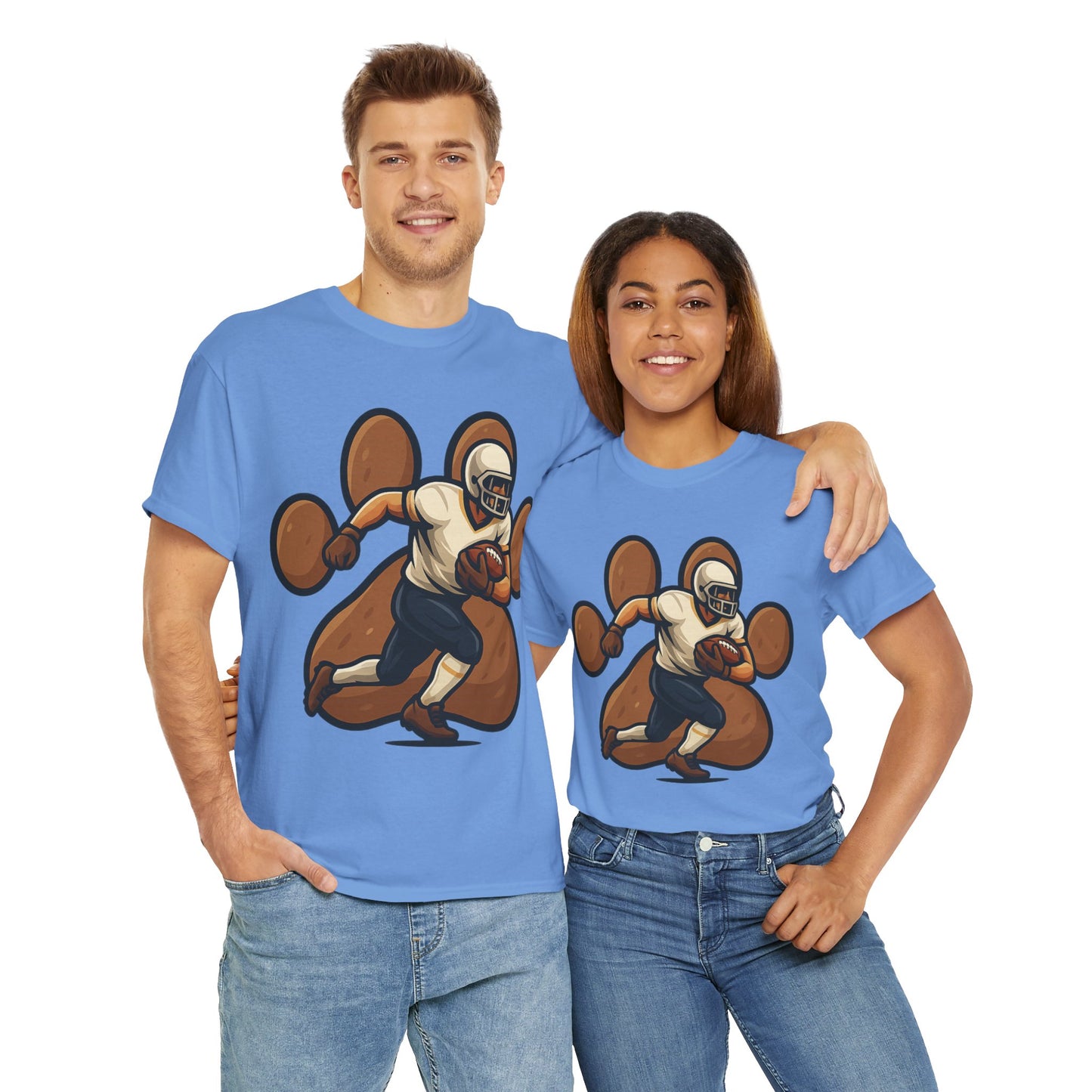 Football Paw Print Tee - Unisex Heavy Cotton T-Shirt, Sports Fan Gift, Game Day Apparel, Casual Wear, Team Spirit Tops
