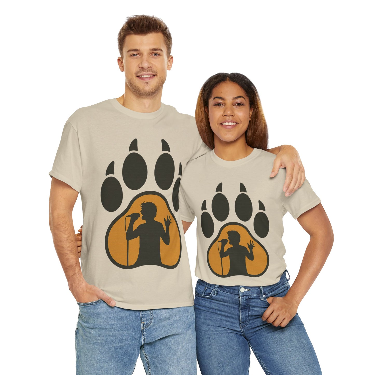 Rockin' Paw Print Tee - Unisex Cotton Shirt for Animal Lovers, Music Fans, Gifts, Concerts, Hipster Style