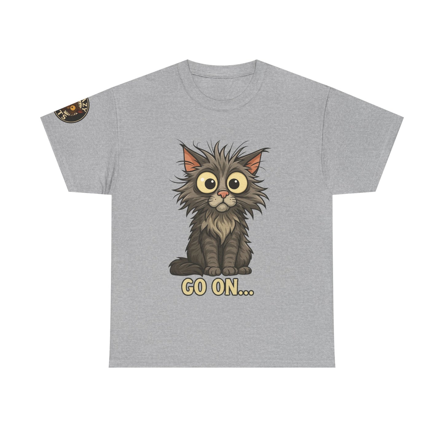 Cat Graphic Tee – Cute Wide-Eyed Kitten “Go On...” Shirt