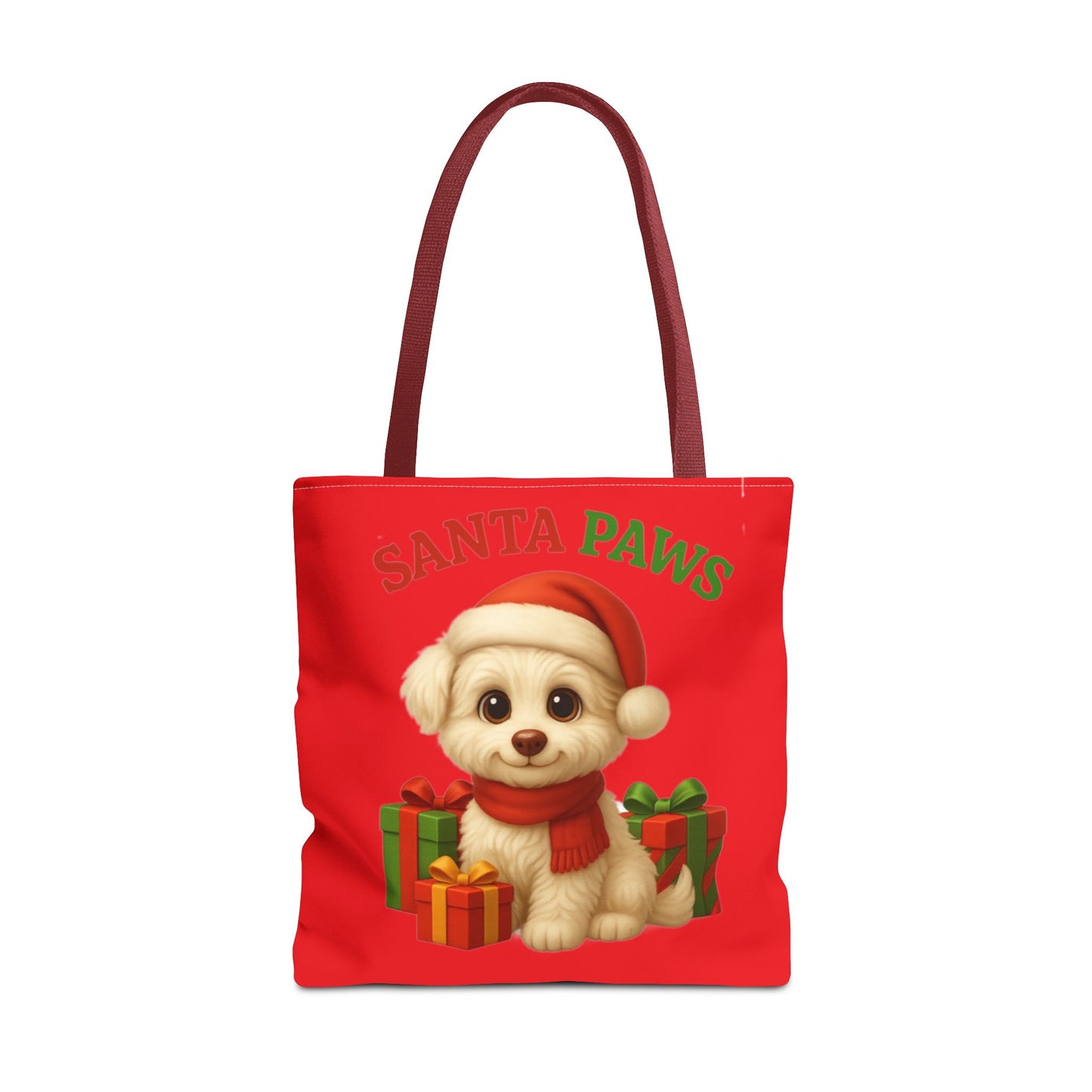 Adorable Santa Paws Tote Bag | Cute Christmas Pet Gift, Holiday Shopping, Pet Lover Accessory, Festive Handbag, Paw Print Tote