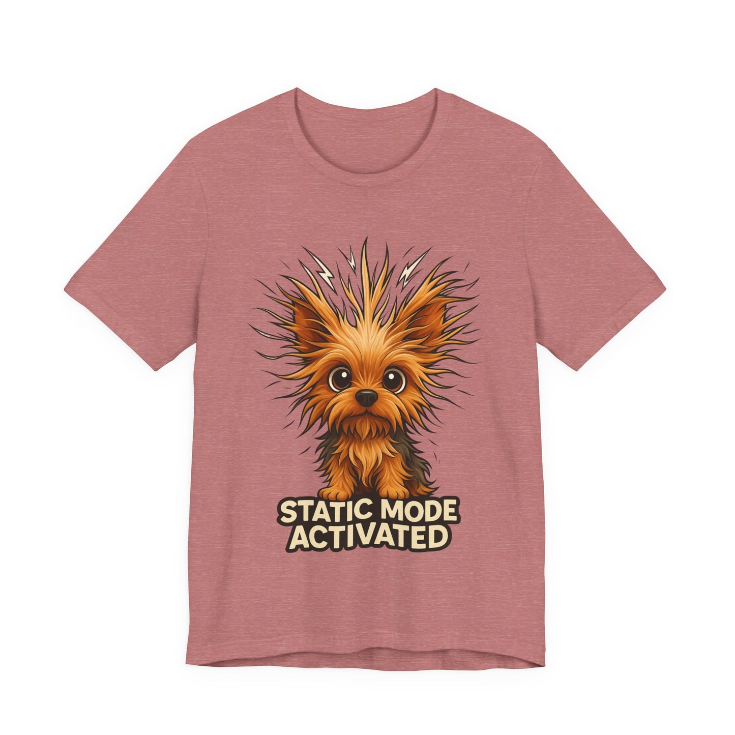 Static Mode Activated Tee — Funny Static Hair Dog Graphic T-Shirt