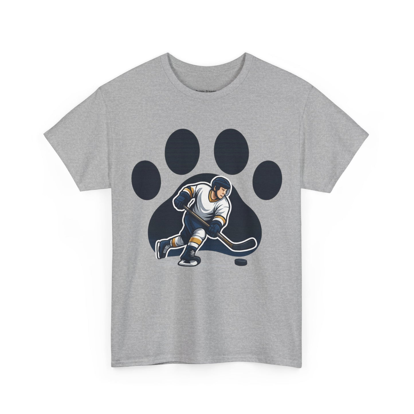 Hockey Paw Print Tee - Perfect for Ice Hockey Fans, Game Day Wear, Sports Events, Gifts for Athletes, Unisex Heavy Cotton T-Shirt