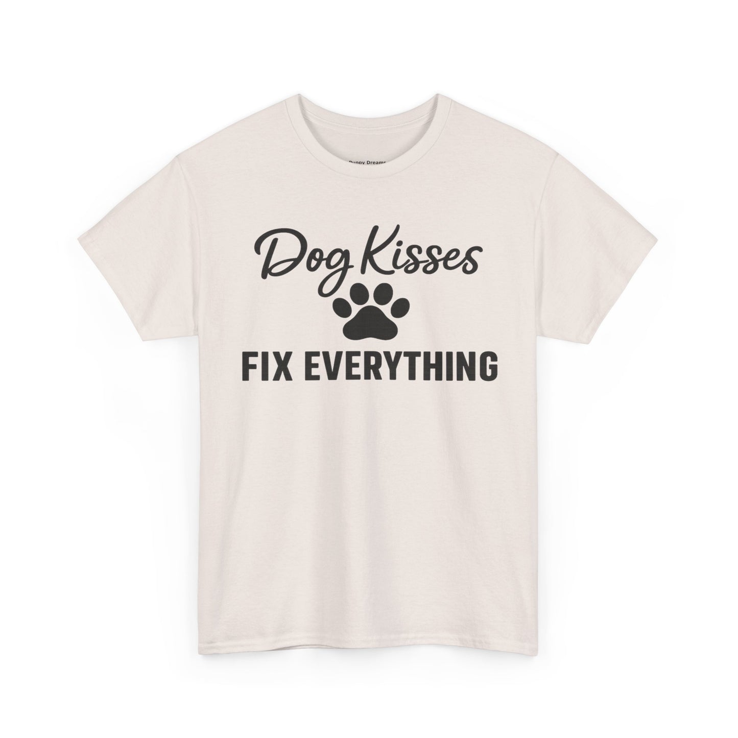 Dog Kisses Fix Everything Unisex Heavy Cotton Tee, Pet Lover Shirt, Gift for Dog Owners, Animal Rescue Supporter Tee, Casual Everyday Wear