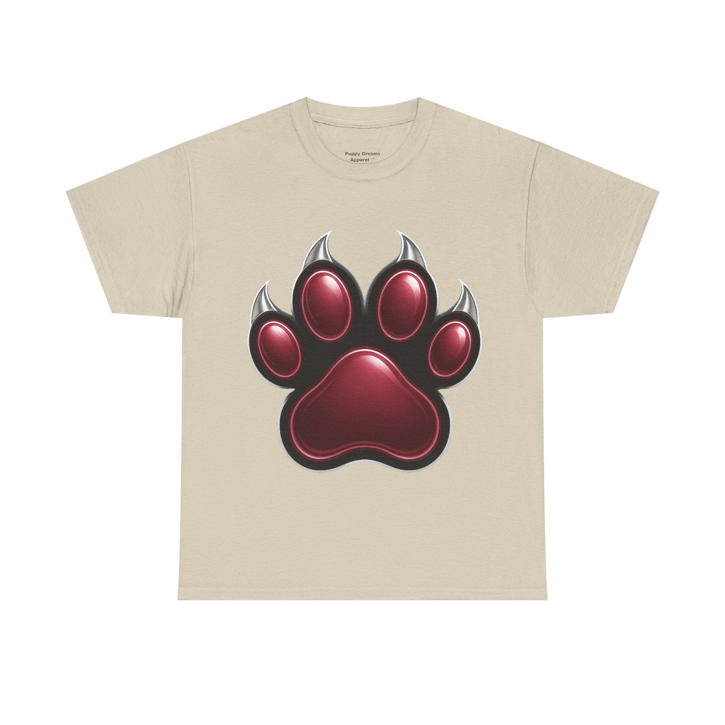 Stylish Unisex Heavy Cotton Tee with Bold Red Paw Print, Pet Lover Gift, Animal Rescue Fundraiser, Casual Wear, Everyday Essentials