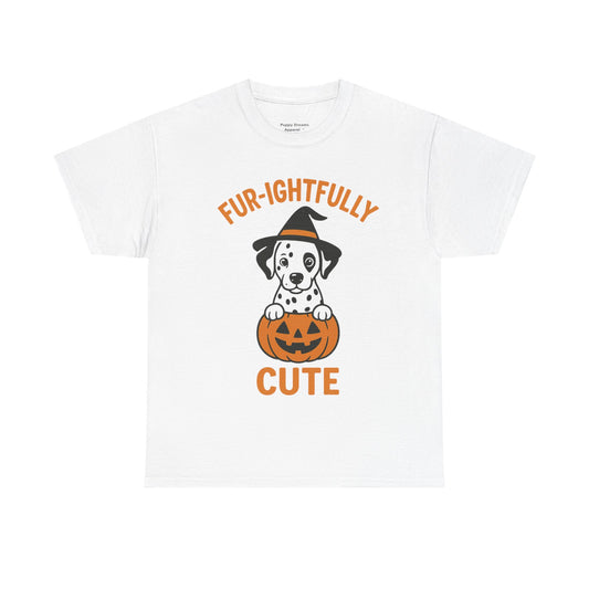 Fur-ightfully Cute Halloween Tee, Unisex Cotton Dog Lover Shirt, Halloween Costume, Pet-Themed Gift, Spooky Vibes