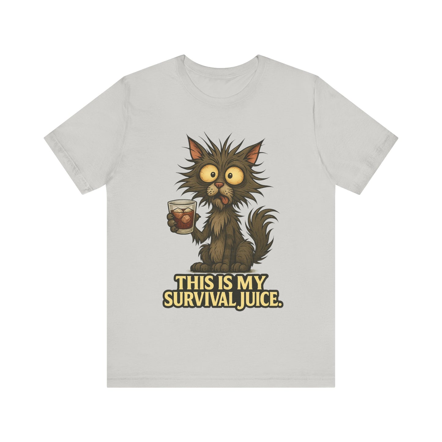 Survival Juice Cat Tee — Funny Coffee Cat T-Shirt