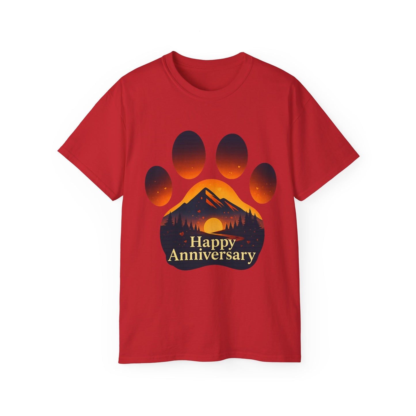 Anniversary Paw Print Tee - Happy Anniversary Shirt for Pet Lovers, Gift for Him/Her, Cute Animal Lover Gift, Unisex Cotton T-Shirt