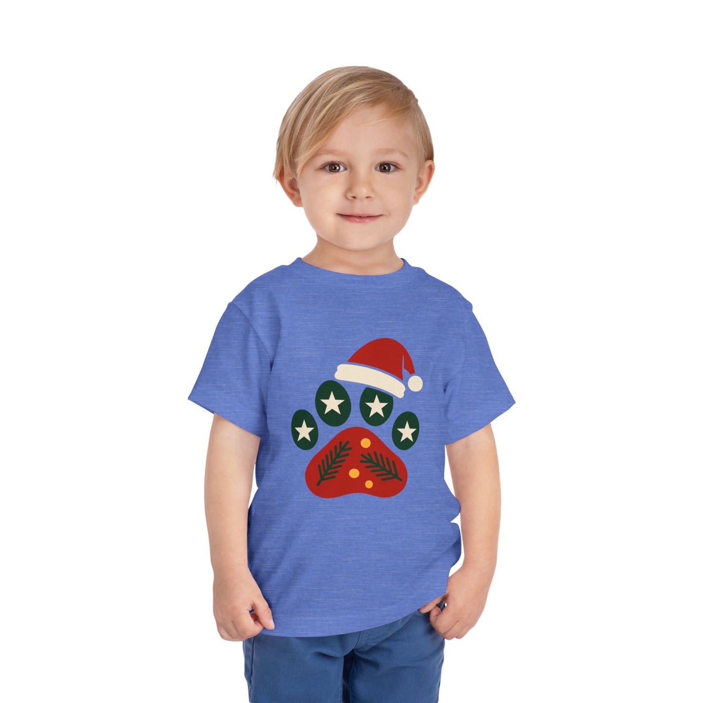 Festive Toddler Tee with Christmas Paw Print Design, Holiday Outfit, Kids Christmas Shirt, Cute Gift for Toddlers, Infant Apparel