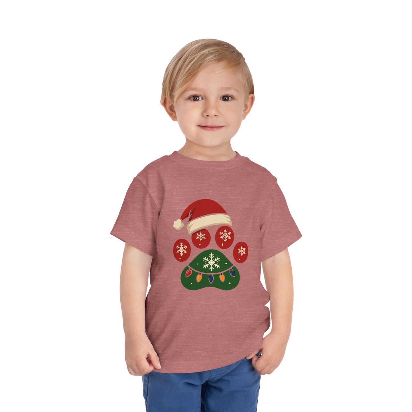 Christmas Toddler Tee with Holiday Paw Print Design, Cute Kids T-Shirt, Santa Dogs Tee, Holiday Outfit, Festive Child Shirt