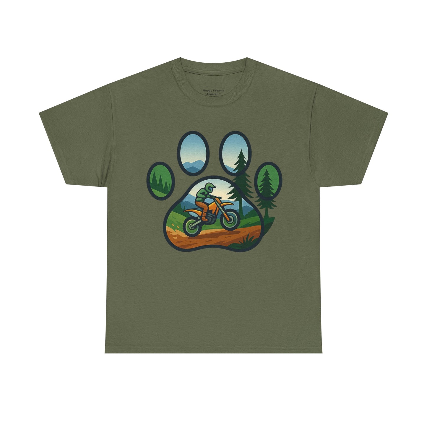 Adventure Paw Print T-Shirt, Unisex Cotton Tee, Outdoor Enthusiast Gift, Nature Lover Shirt, Motorcycle Graphics Tee