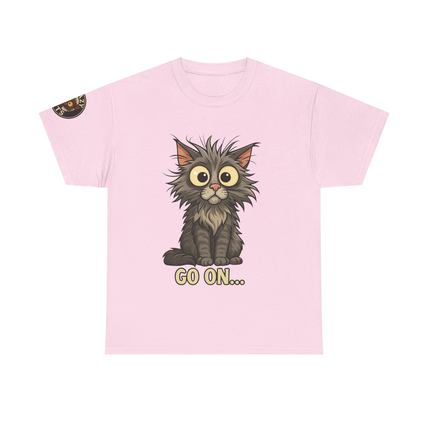 Cat Graphic Tee – Cute Wide-Eyed Kitten “Go On...” Shirt