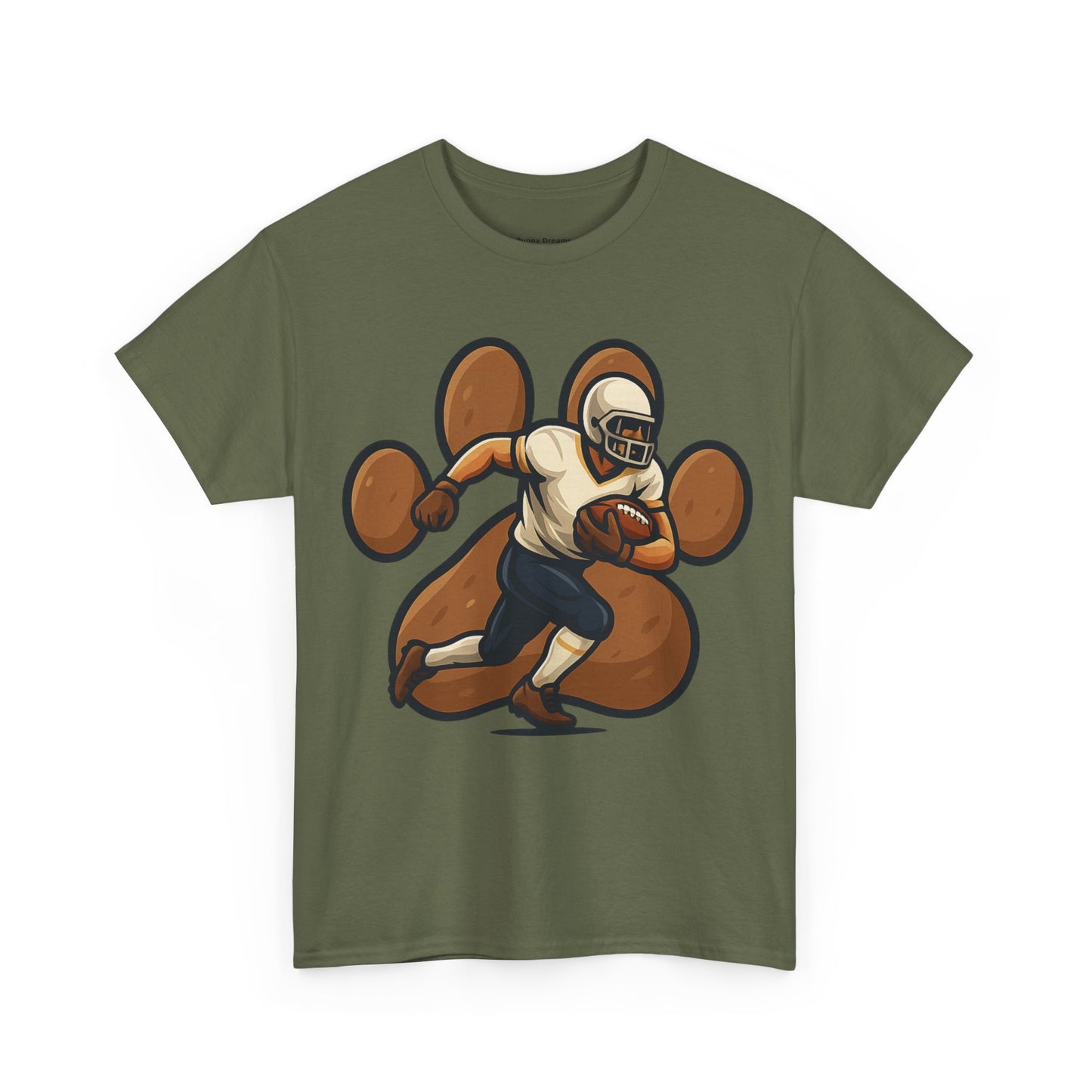 Football Paw Print Tee - Unisex Heavy Cotton T-Shirt, Sports Fan Gift, Game Day Apparel, Casual Wear, Team Spirit Tops