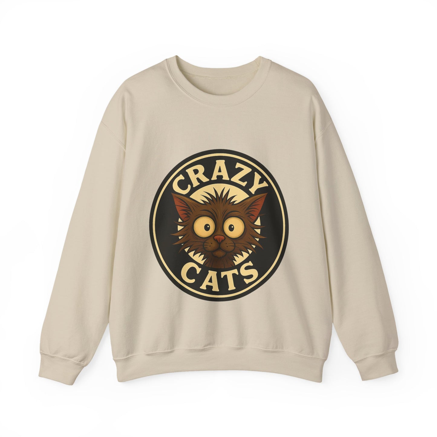 Crazy Cats Crewneck Sweatshirt — Vintage Cat Graphic Pullover