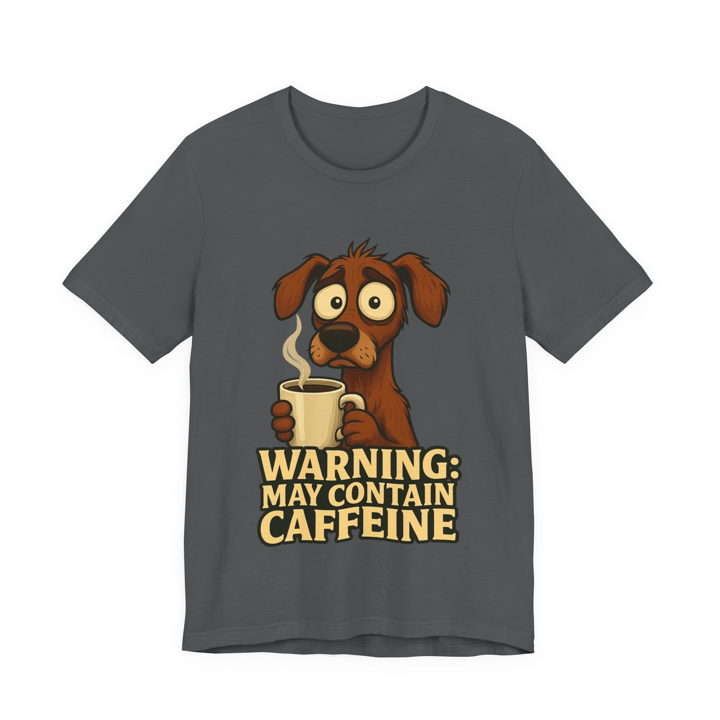 Warning: May Contain Caffeine Dog Tee — Cute Coffee Lover T-Shirt