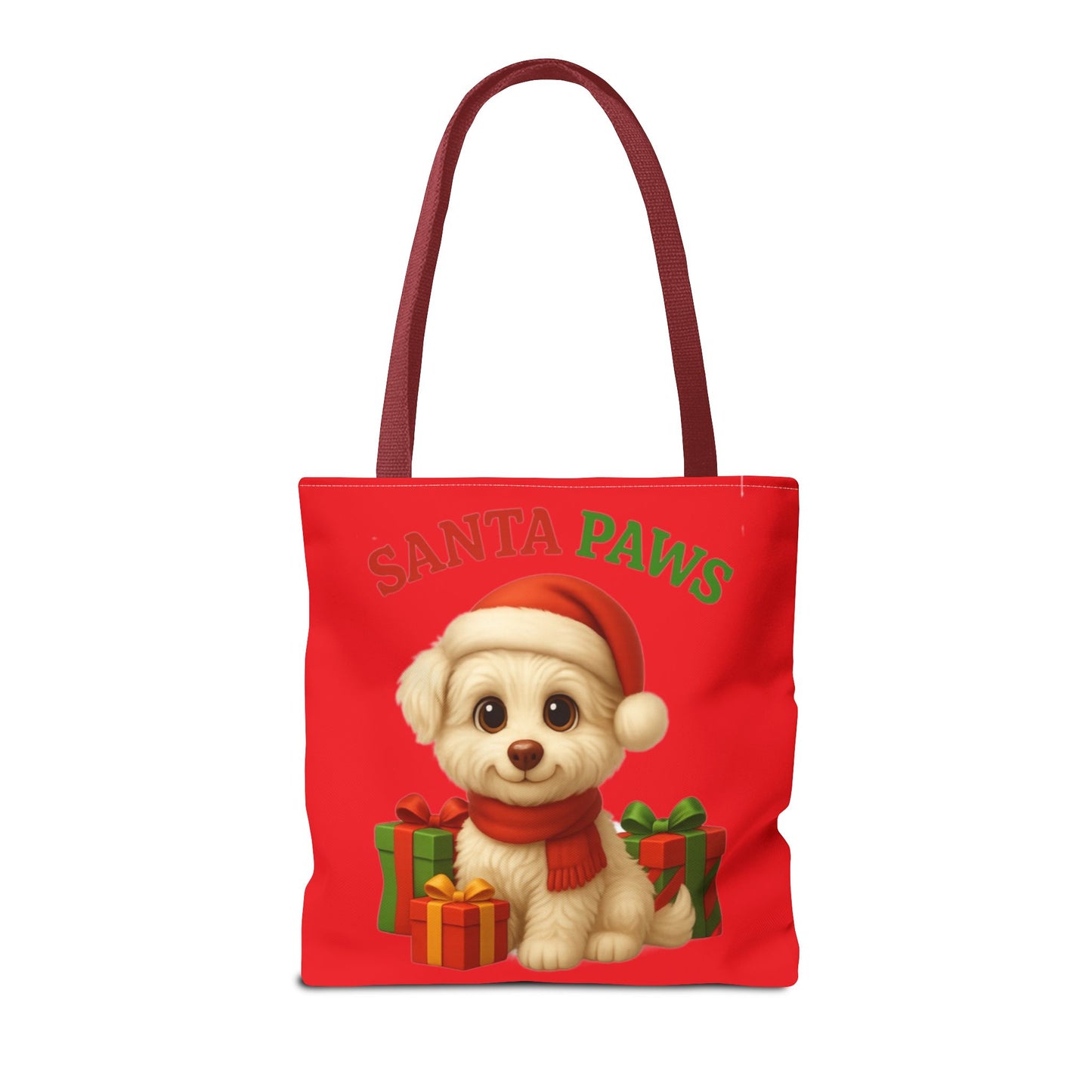 Adorable Santa Paws Tote Bag | Cute Christmas Pet Gift, Holiday Shopping, Pet Lover Accessory, Festive Handbag, Paw Print Tote