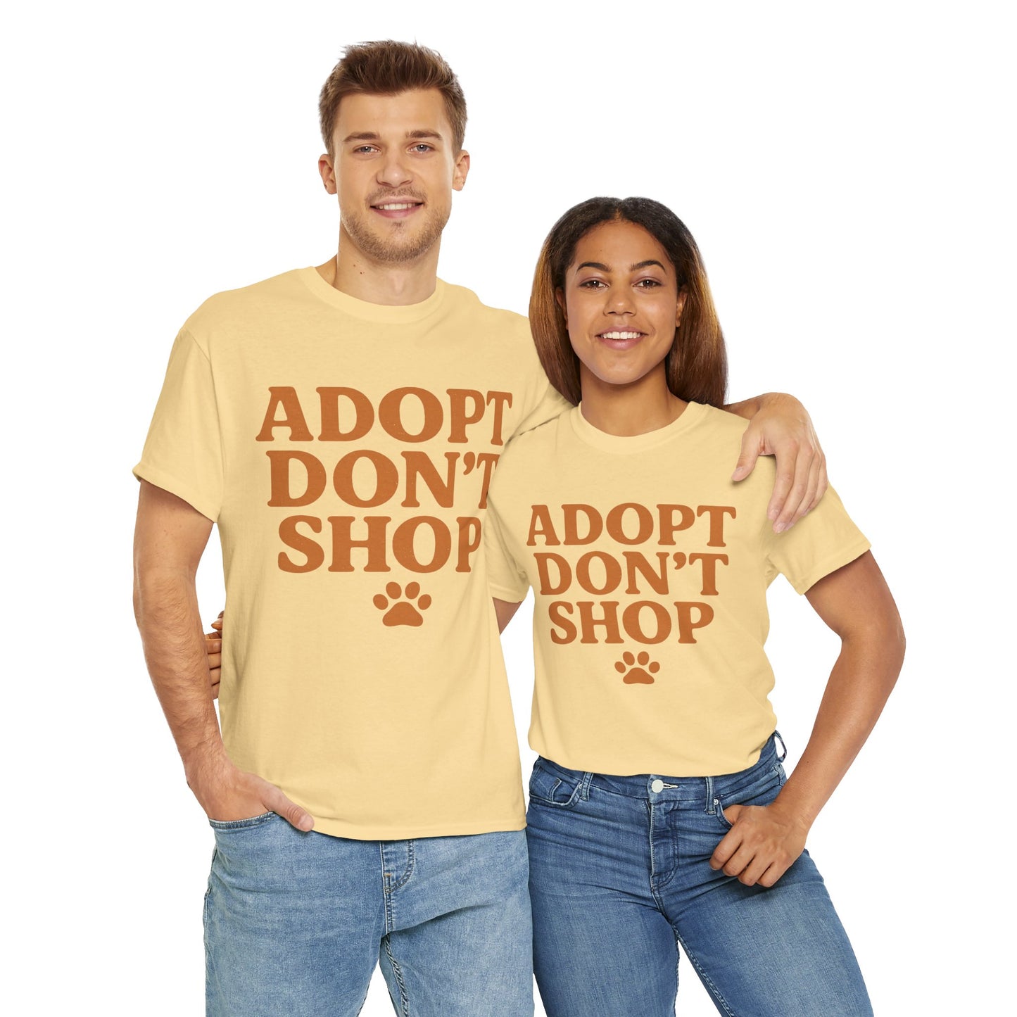 Adopt Don't Shop Unisex Heavy Cotton Tee, Pet Lover Gift, Animal Rescue T-Shirt, Ethical Fashion, Animal Rights, Casual Everyday Wear