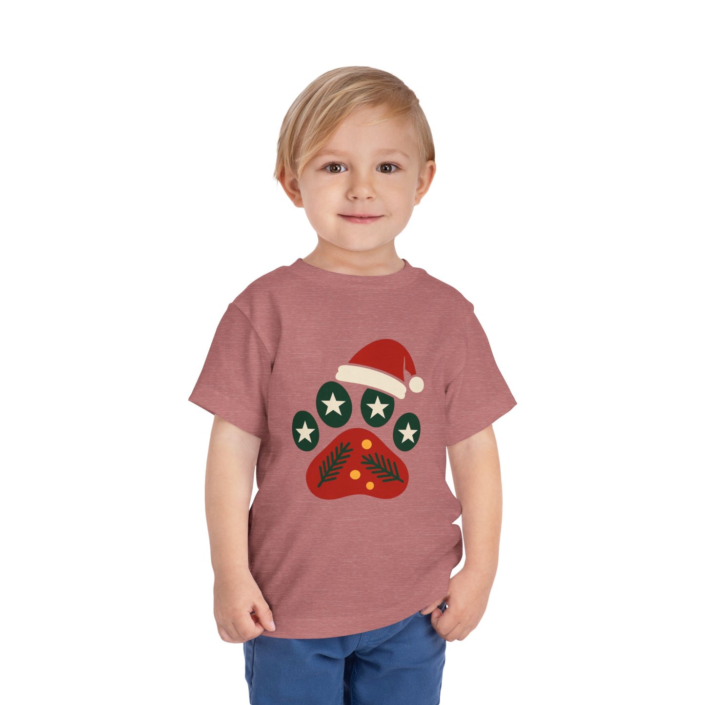 Festive Toddler Tee with Christmas Paw Print Design, Holiday Outfit, Kids Christmas Shirt, Cute Gift for Toddlers, Infant Apparel
