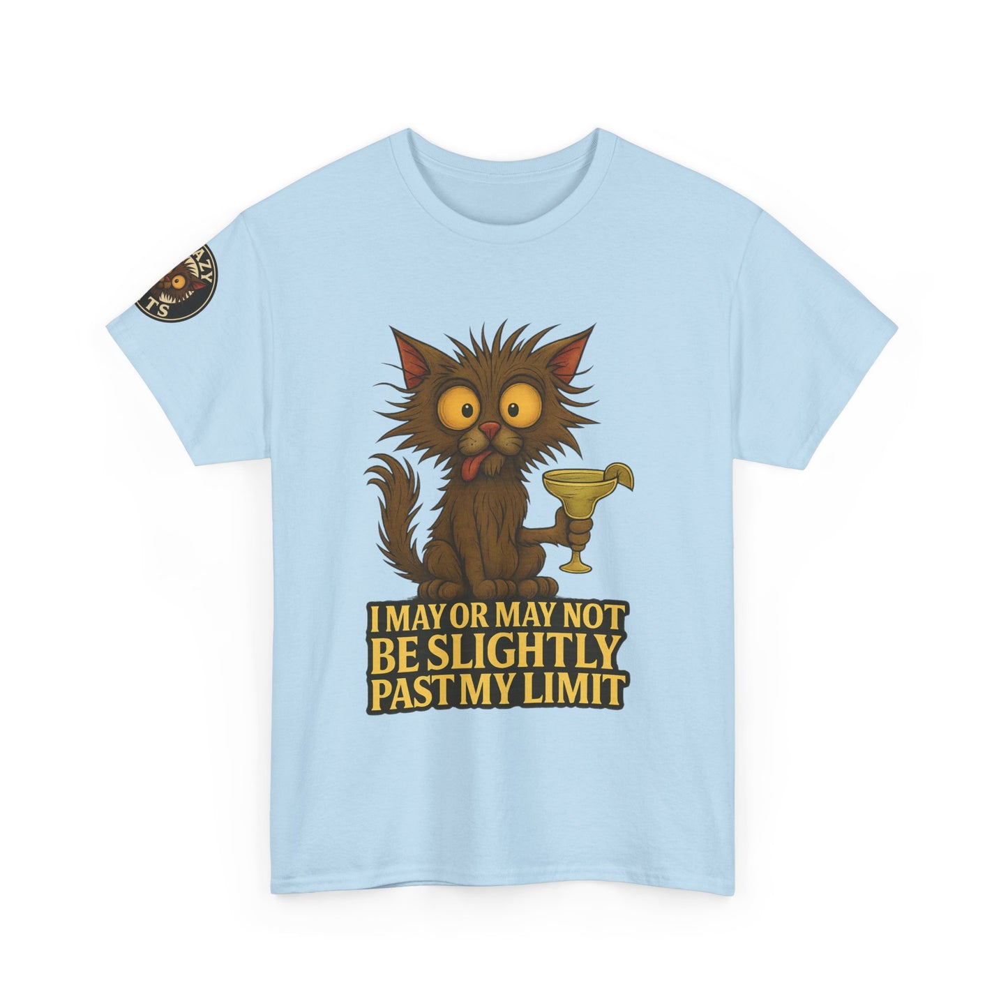 Cat Drinking Wine T‑Shirt — “I May Or May Not Be Slightly Past My Limit” Funny Graphic Tee