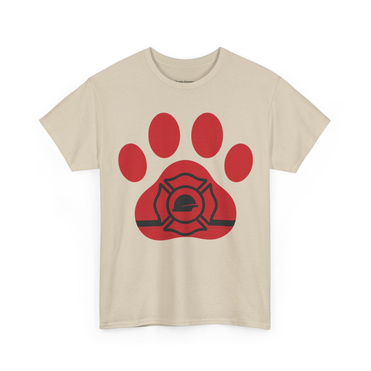 Firefighter Paw Print Tee, Unisex Heavy Cotton T-Shirt, Animal Lover Gift, Firefighter Appreciation, Casual Wear, Pet Lover Apparel