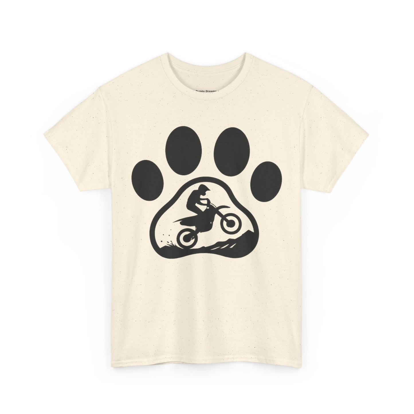 Motorcycle Paw Print Tee for Animal Lovers, Unisex Heavy Cotton Tee, Gift for Bikers, Dog Dad Shirt, Casual Wear, Paw Print Design