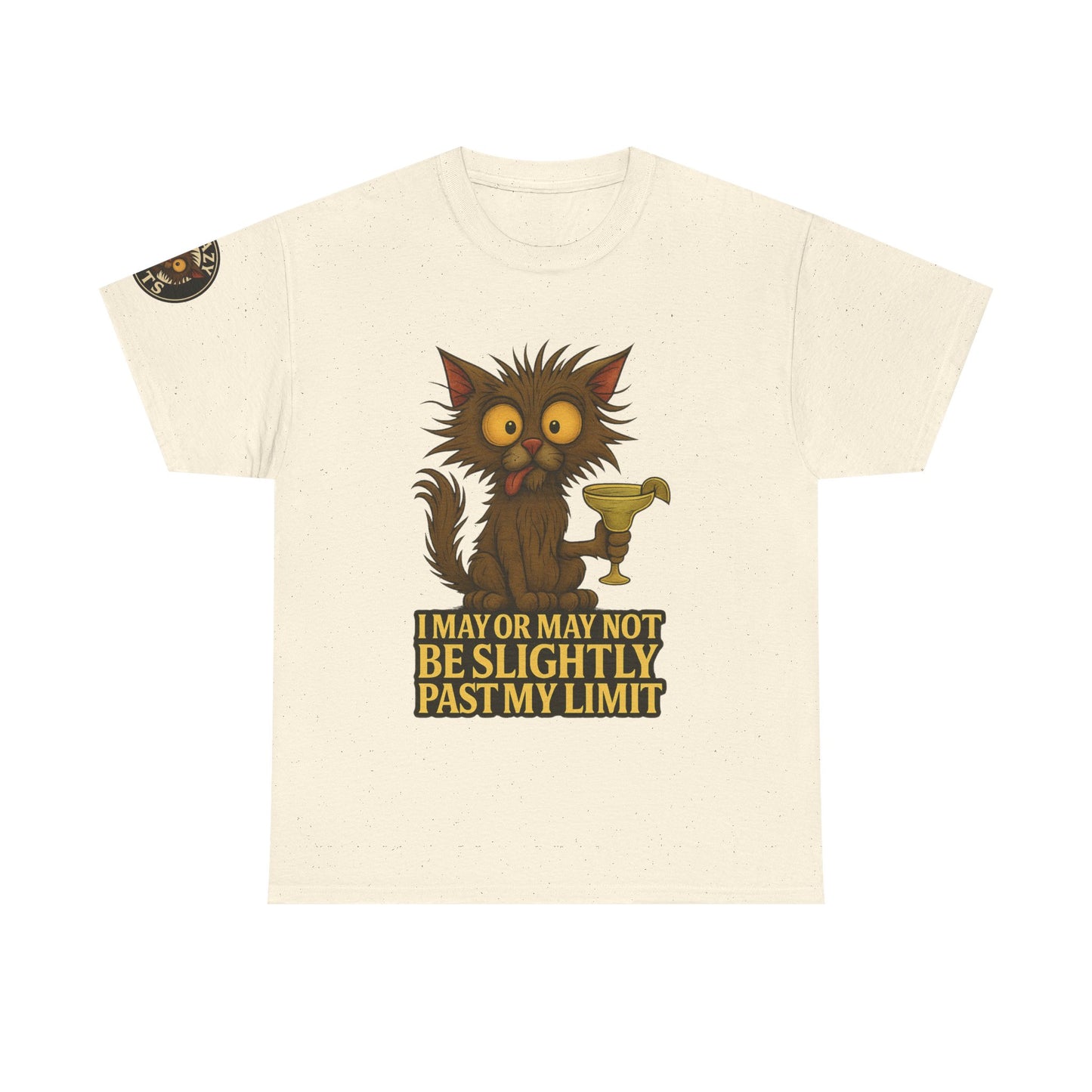 Cat Drinking Wine T‑Shirt — “I May Or May Not Be Slightly Past My Limit” Funny Graphic Tee
