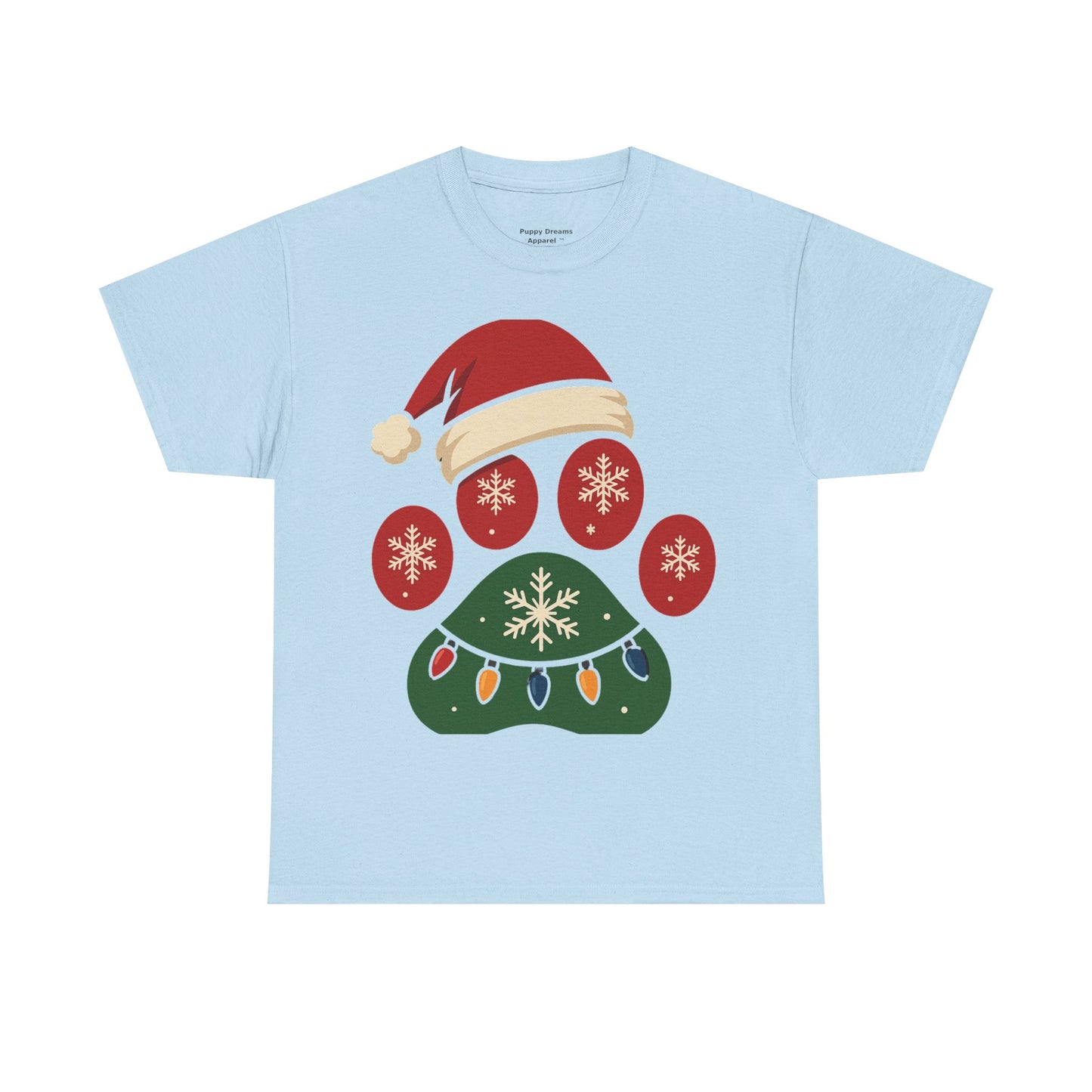 Festive Dog Paw Print Tee, Holiday T-Shirt for Pet Lovers, Christmas Casual Wear, Cute Pet Apparel, Winter Gift Idea