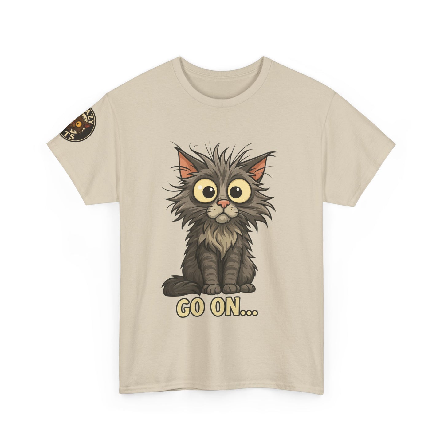 Cat Graphic Tee – Cute Wide-Eyed Kitten “Go On...” Shirt
