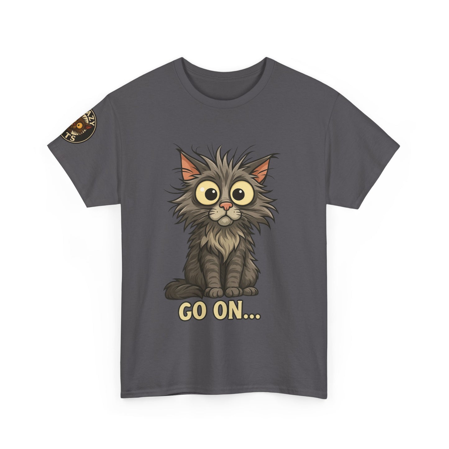 Cat Graphic Tee – Cute Wide-Eyed Kitten “Go On...” Shirt