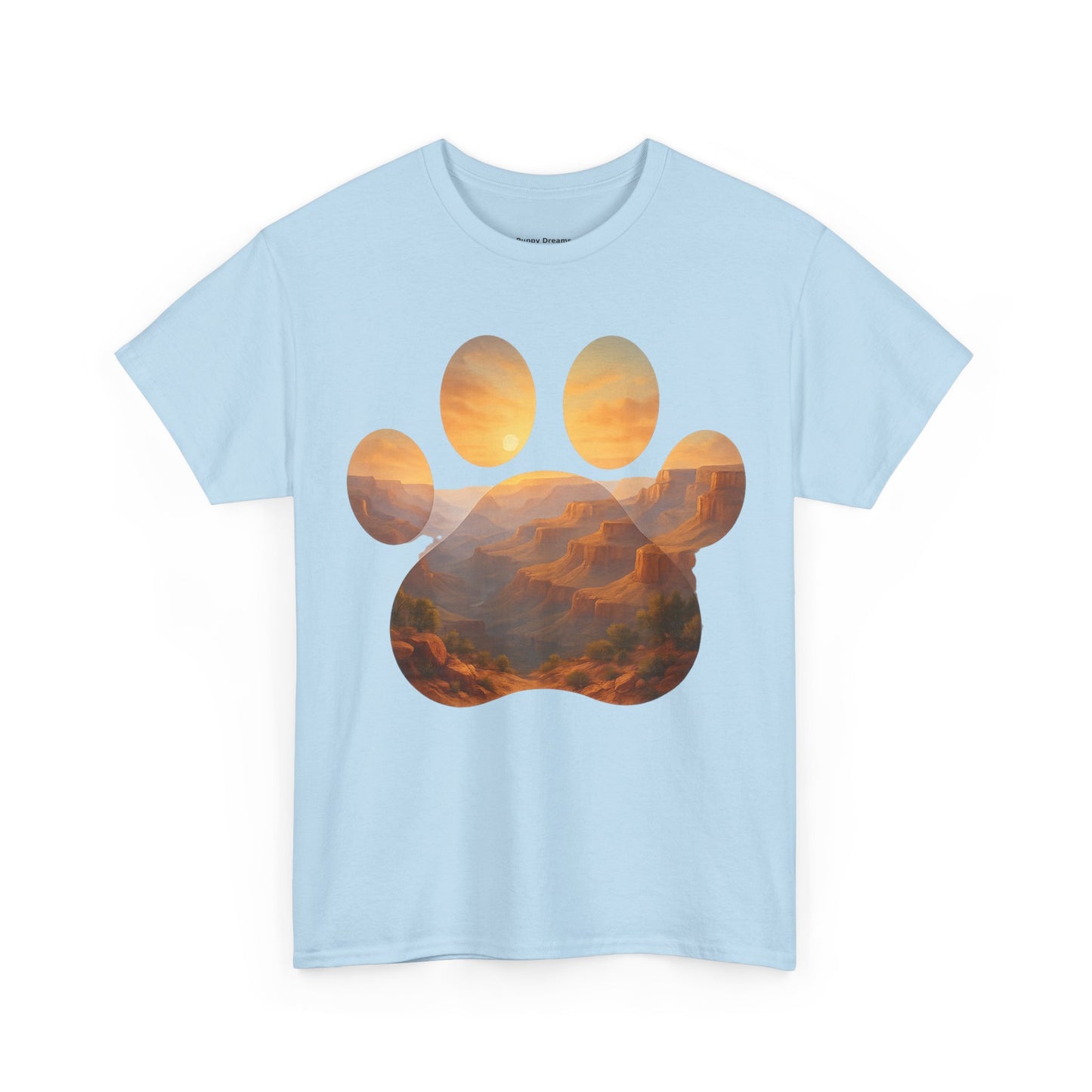 Sunset Paw Print Tee, Unisex T-Shirt for Pet Lovers, Cute Animal Graphic Shirt, Comfortable Everyday Wear, Gift for Dog Owners