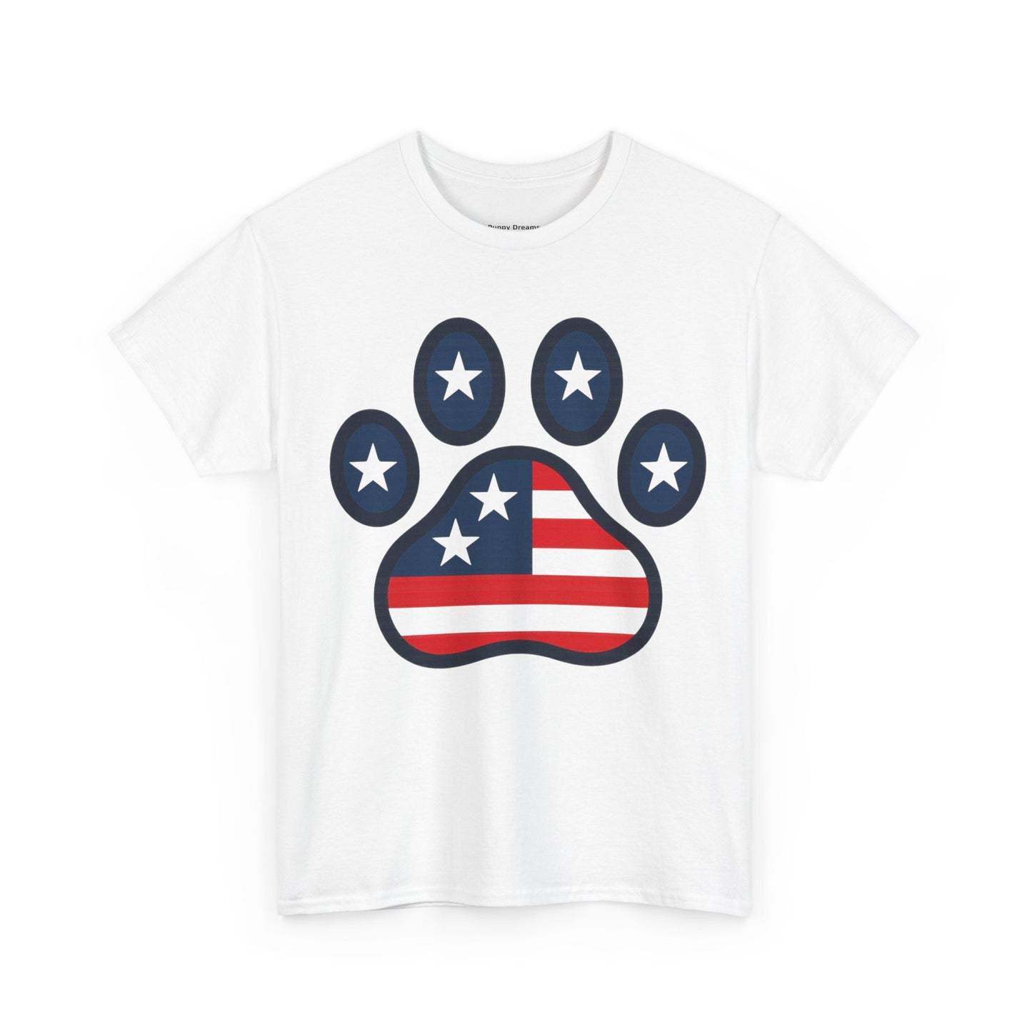 Patriotic Paw Print Tee, Cute Pet Lover T-shirt, Fashion Gift for Dog Owners, 4th of July Shirt, Casual Cotton Top