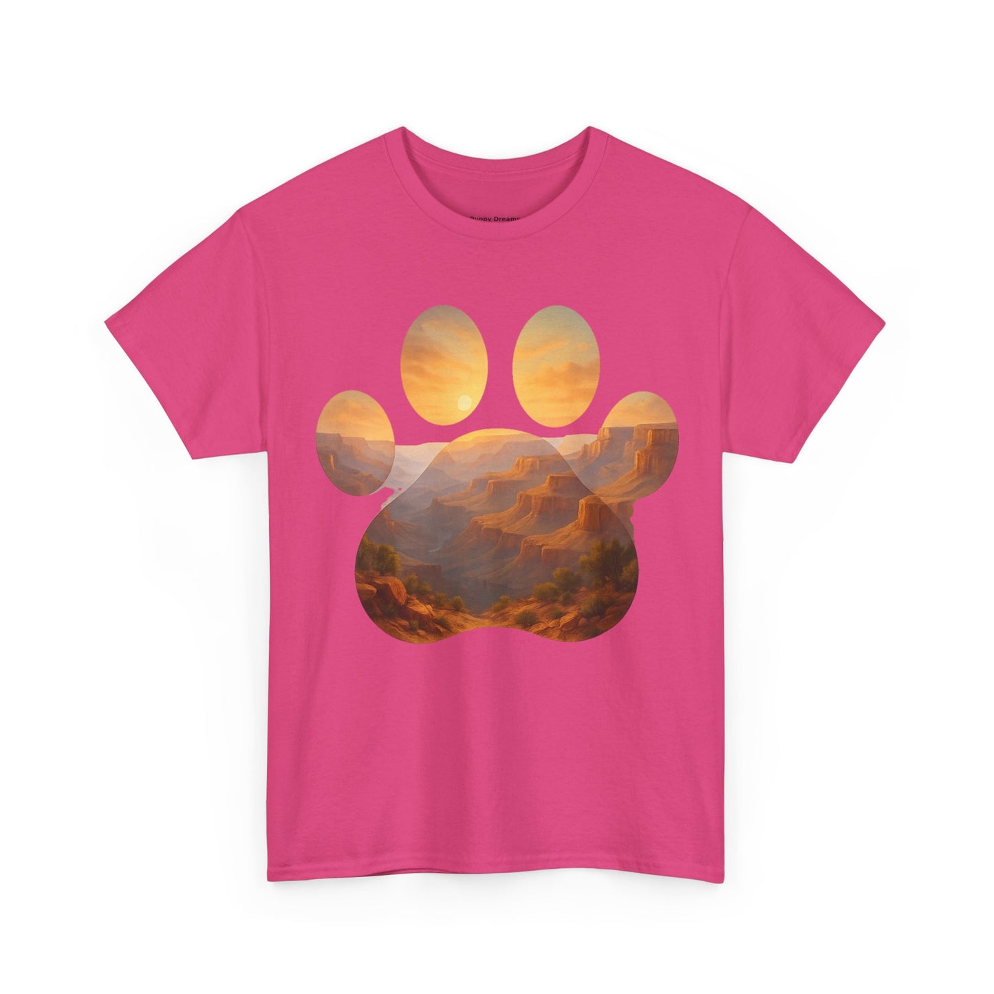 Sunset Paw Print Tee, Unisex T-Shirt for Pet Lovers, Cute Animal Graphic Shirt, Comfortable Everyday Wear, Gift for Dog Owners