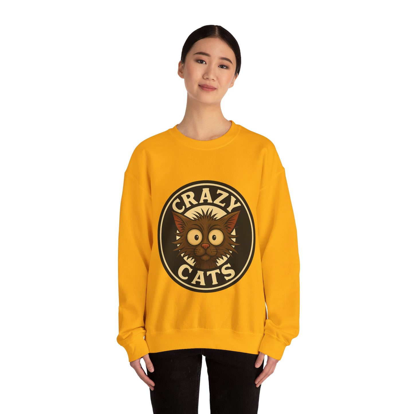 Crazy Cats Crewneck Sweatshirt — Vintage Cat Graphic Pullover