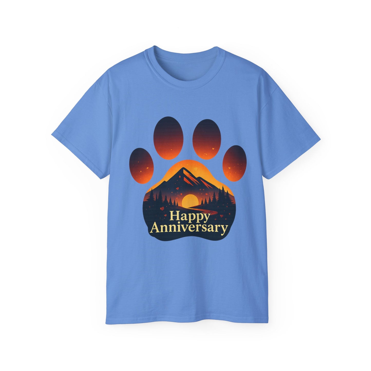 Anniversary Paw Print Tee - Happy Anniversary Shirt for Pet Lovers, Gift for Him/Her, Cute Animal Lover Gift, Unisex Cotton T-Shirt