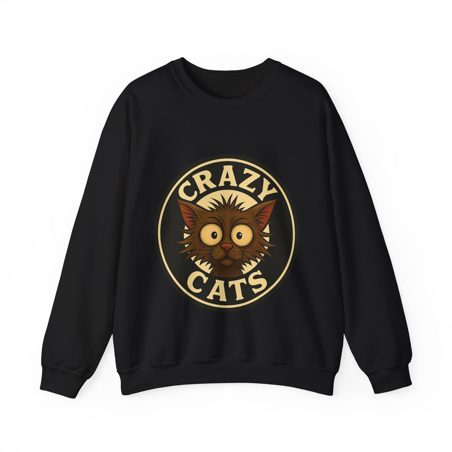 Crazy Cats Crewneck Sweatshirt — Vintage Cat Graphic Pullover