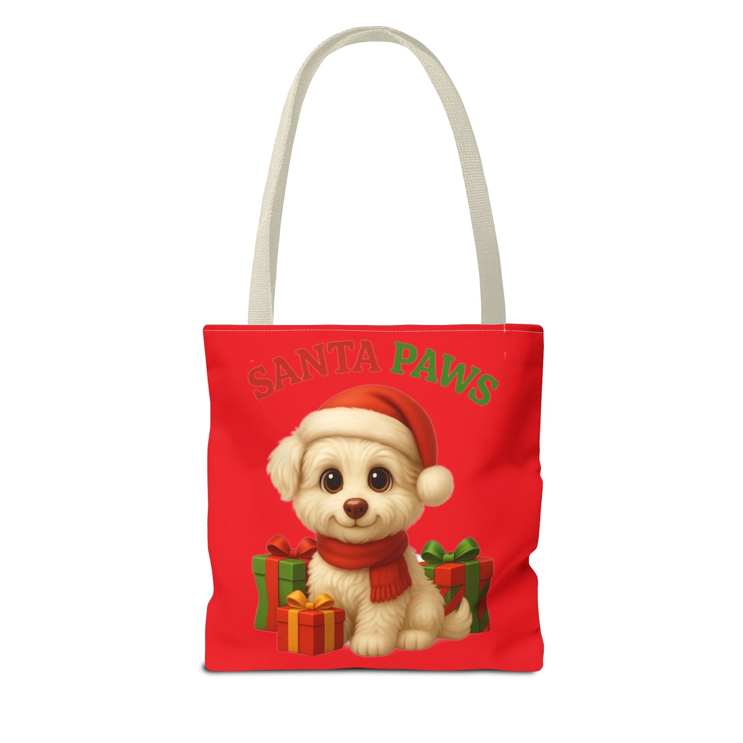 Adorable Santa Paws Tote Bag | Cute Christmas Pet Gift, Holiday Shopping, Pet Lover Accessory, Festive Handbag, Paw Print Tote