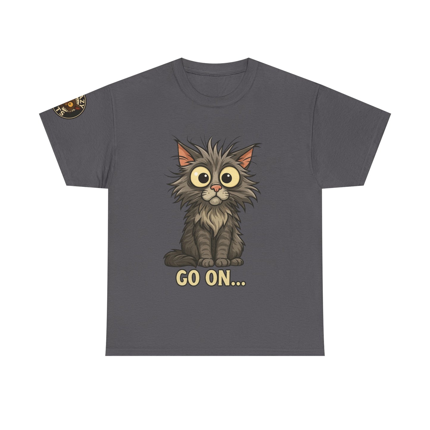 Cat Graphic Tee – Cute Wide-Eyed Kitten “Go On...” Shirt