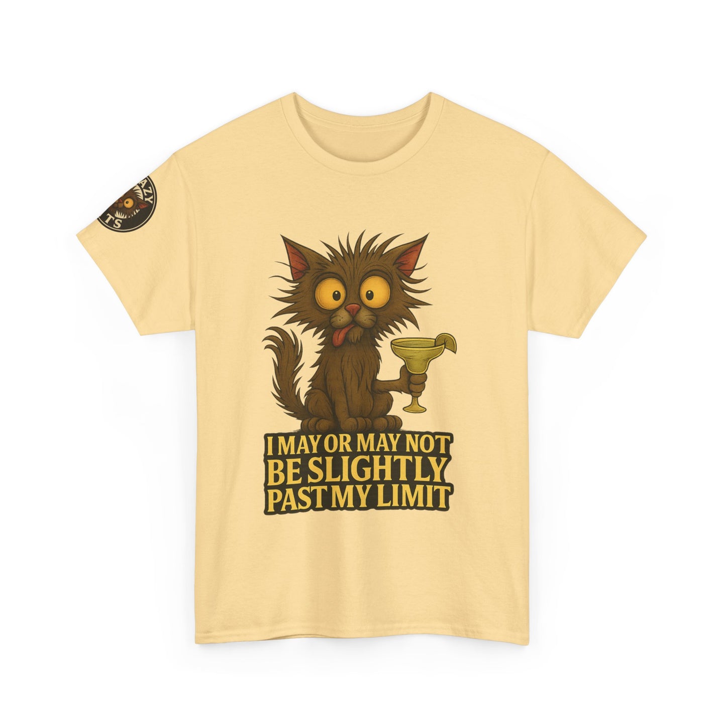 Cat Drinking Wine T‑Shirt — “I May Or May Not Be Slightly Past My Limit” Funny Graphic Tee