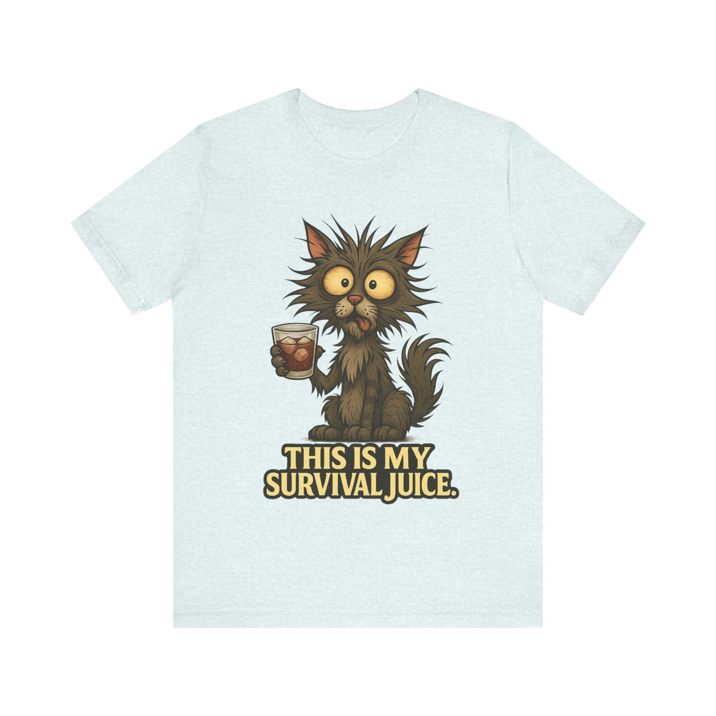 Survival Juice Cat Tee — Funny Coffee Cat T-Shirt