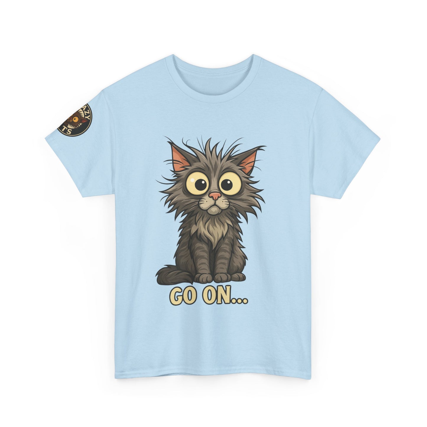 Cat Graphic Tee – Cute Wide-Eyed Kitten “Go On...” Shirt