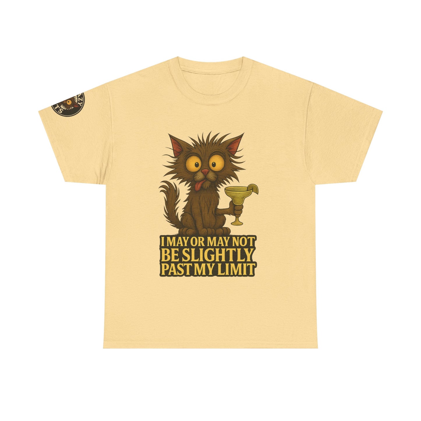 Cat Drinking Wine T‑Shirt — “I May Or May Not Be Slightly Past My Limit” Funny Graphic Tee