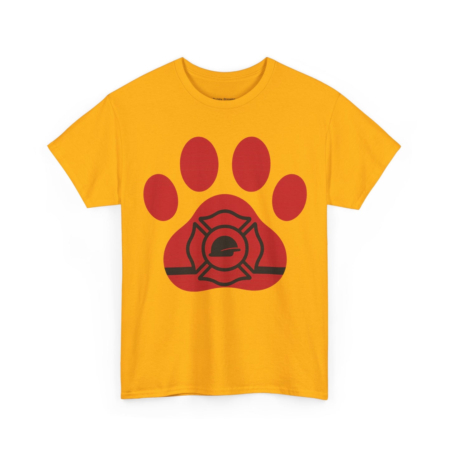 Firefighter Paw Print Tee, Unisex Heavy Cotton T-Shirt, Animal Lover Gift, Firefighter Appreciation, Casual Wear, Pet Lover Apparel