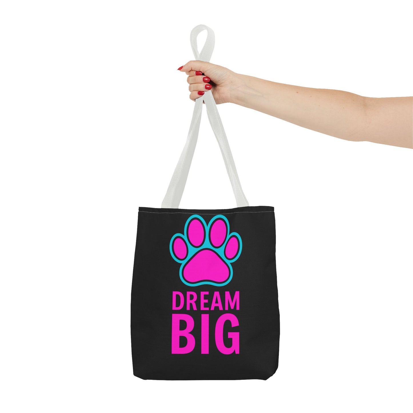 Dream Big Paw Print Tote Bag, Cute Dog Lover Gift, Pet Mom Accessory, Reusable Shopping Bag, Inspirational Dog Tote