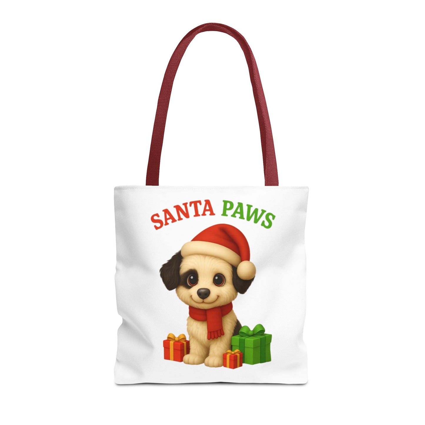 Christmas Dog Tote Bag, Pet Lover Gift, Santa Paws Eco-friendly Bag, Holiday Shopping Tote, Cute Puppy Design, Dog Owner Accessory
