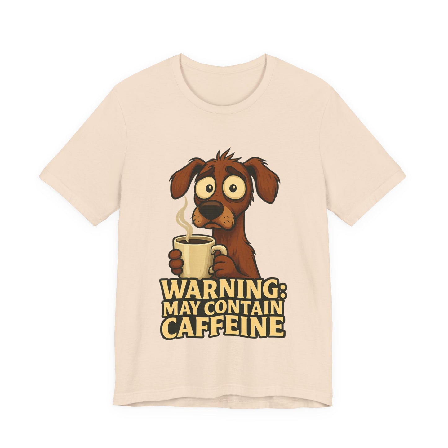 Warning: May Contain Caffeine Dog Tee — Cute Coffee Lover T-Shirt