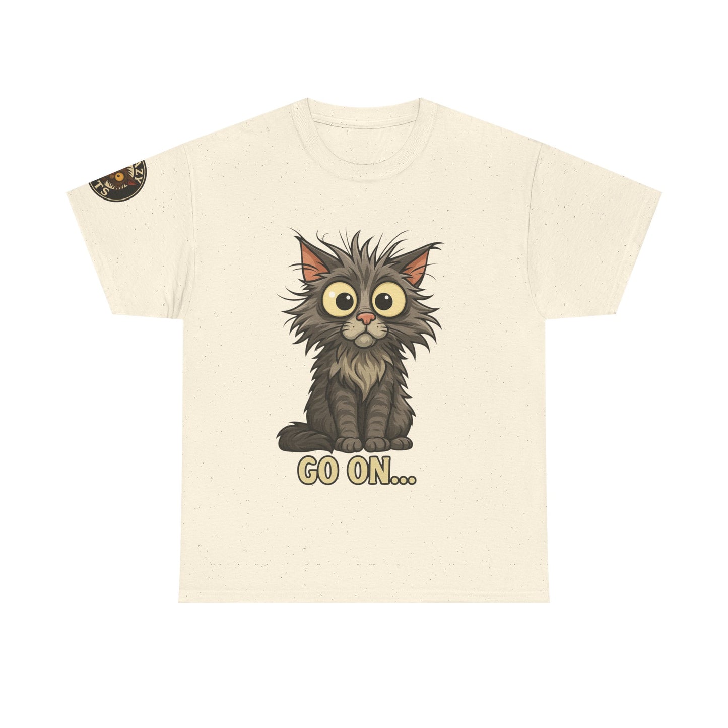 Cat Graphic Tee – Cute Wide-Eyed Kitten “Go On...” Shirt