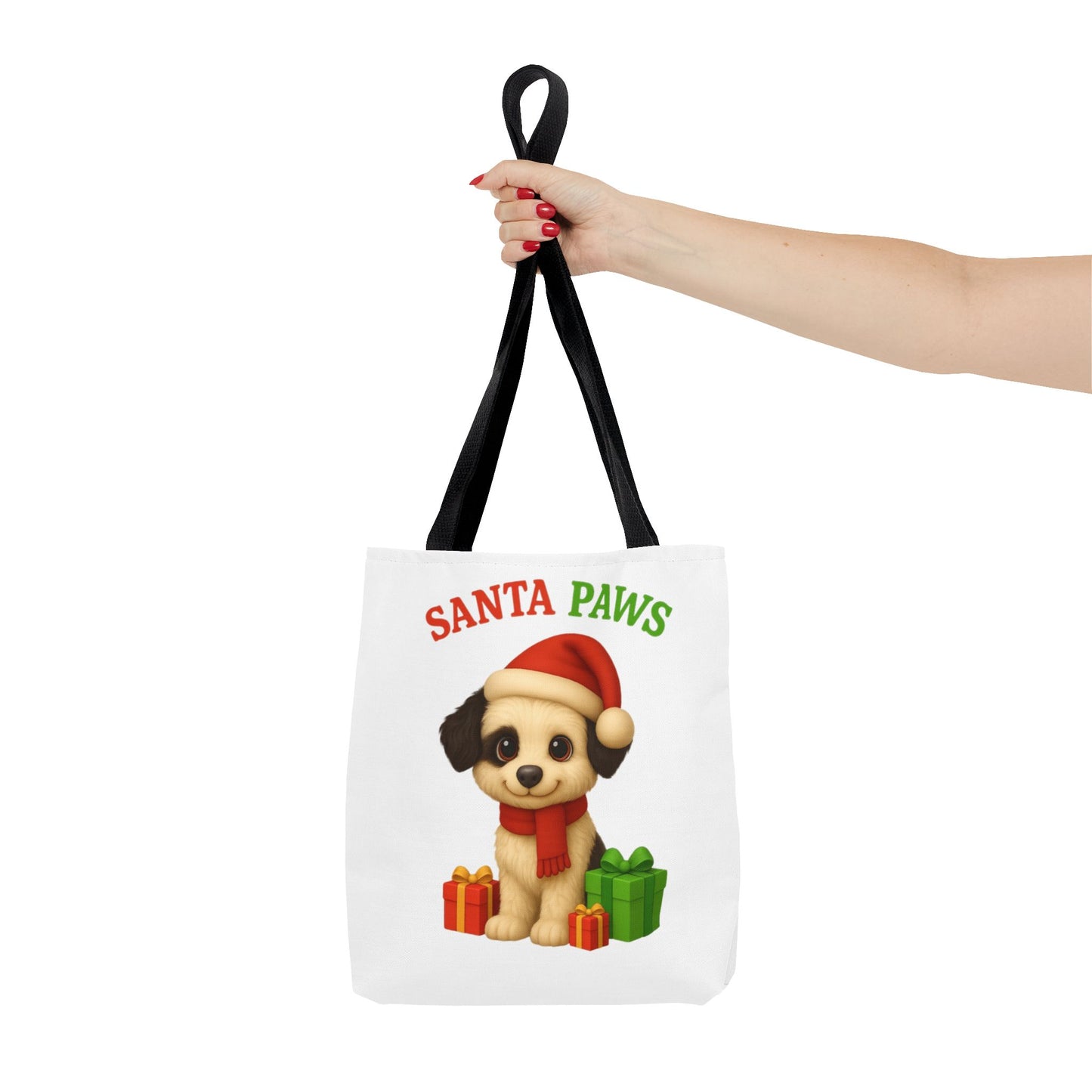Christmas Dog Tote Bag, Pet Lover Gift, Santa Paws Eco-friendly Bag, Holiday Shopping Tote, Cute Puppy Design, Dog Owner Accessory