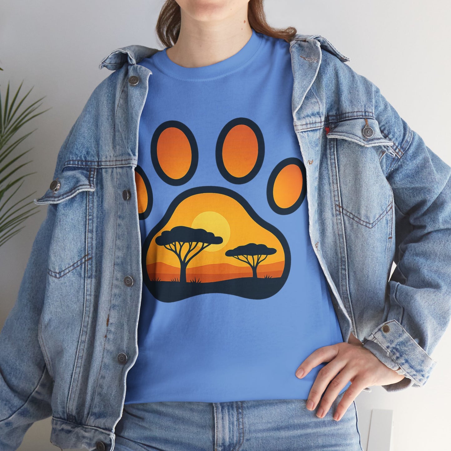 Sunset Paw Print Unisex Tee, Animal Lover Shirt, Nature Graphic T-Shirt, Gift for Pet Owners, Outdoor Adventure Apparel