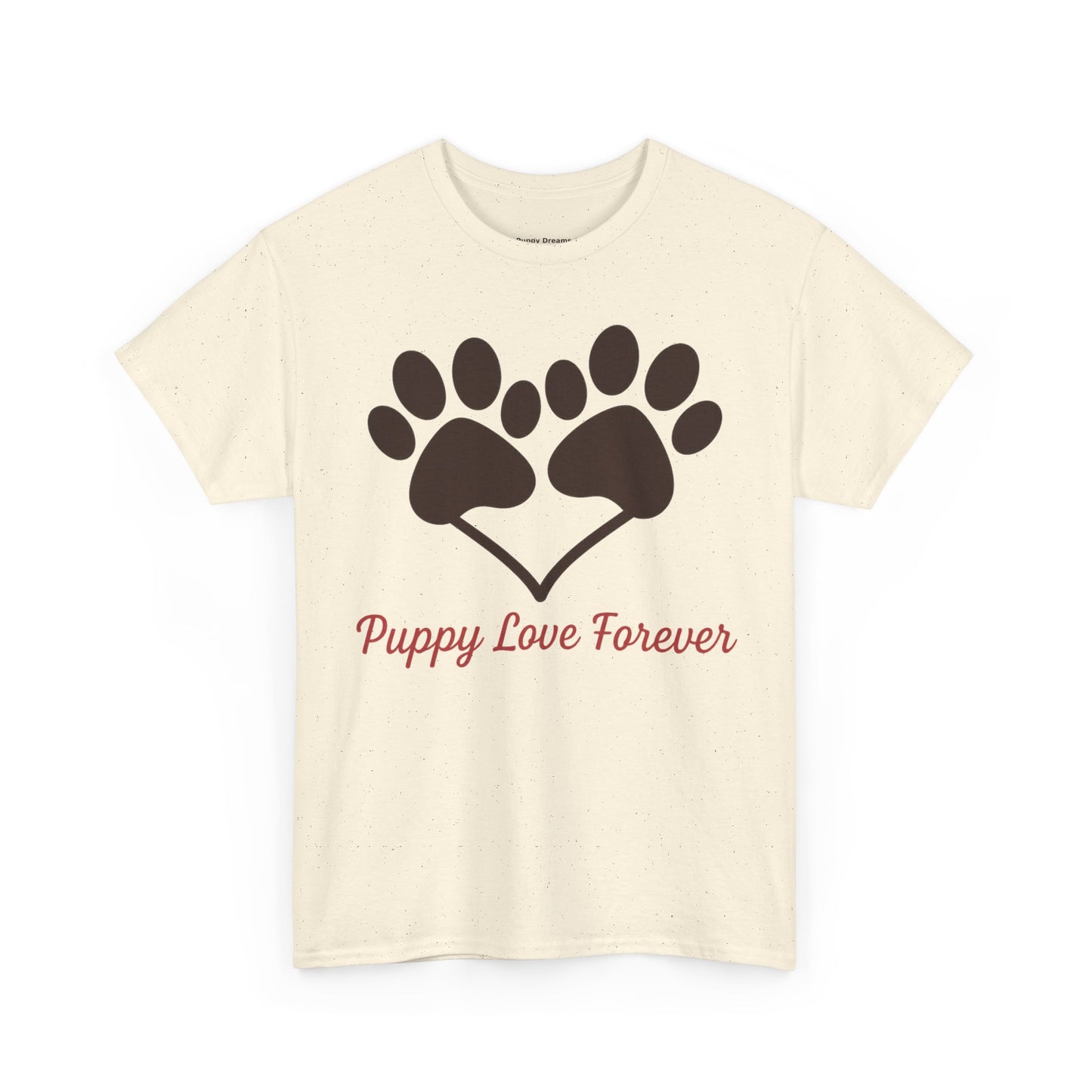 Puppy Love Forever Unisex Heavy Cotton Tee, Dog Lover Gift, Heart Paw Print Shirt, Pet Adoption Awareness, Animal Rescue T-Shirt