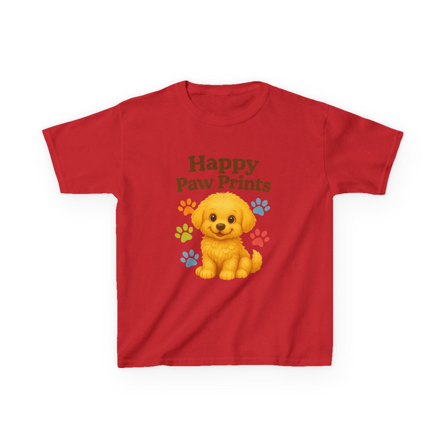Cute Puppy Kids Tee - Happy Paw Prints T-Shirt, Animal Lover Gift, Youth Apparel, Birthday Gift, Pet-Themed Clothing